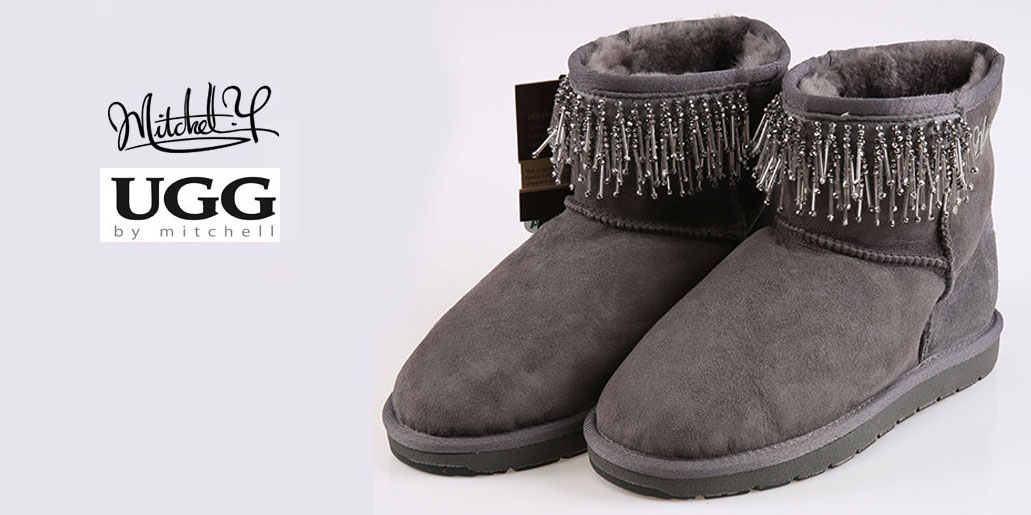 Grey pair with beaded fringe and swing tag