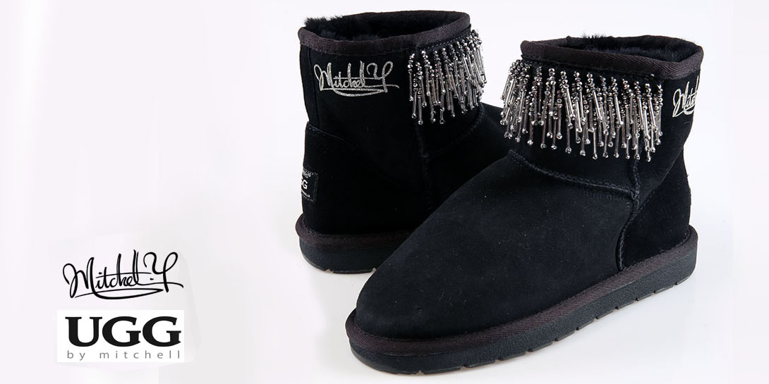 Black beaded pair, front and side