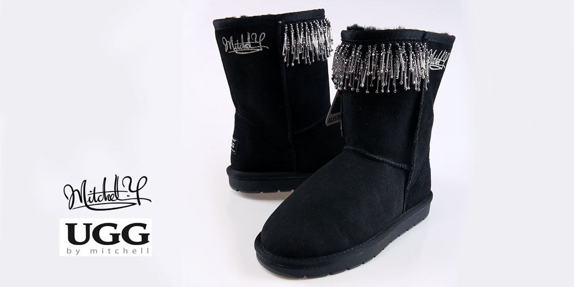 Black beaded pair, three quarter view